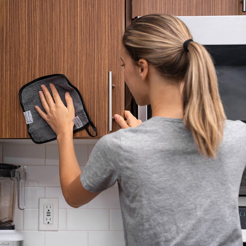 Life Miracle Nano Towels Minis - Amazing Eco Fabric That Cleans Virtually Any Surface with Only Water. Travel Size. No More Paper Towels Or Toxic Chemicals. 4-Pack (8x8, Grey) - Image 2